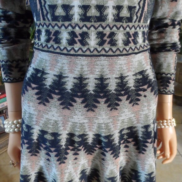 M Missoni Black-Pink Multi Zig-Zag Print Fit & Flare Long Sleeves Dress Size 4 - Picture 12 of 16